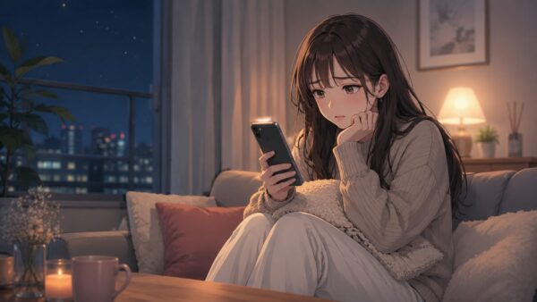 既読放置されたLINEを見て不安になる日本人女性