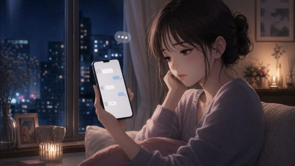 相席後の短文LINEや既読無視に悩む日本人女性の脈なし判定イメージ