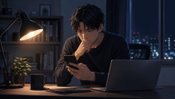 出会いcafeキラリの店外デート前に鏡の前で髪型や服装を整える日本人男性