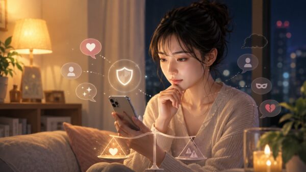 スマホで無料出会いアプリの安全性を慎重に考える日本人女性